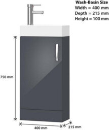 Belofay 400mm Bathroom Vanity Unit With Basin, White Ceramic Bathroom Sink With Trap And Waste, No Tap Included(New York Grey) - thumbnail 5
