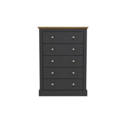 Wyld Haus Ardee Dark Grey And Natural Oak 5-Drawer Tall Wooden Chest Of Drawers - thumbnail 2