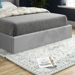 Nuno Straight Winged Upholstered Soft Velvet Bed Frame - Grey - thumbnail 3