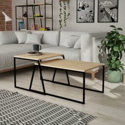 Decortie Pal Modern Coffee Table 88Cm Multipurpose Open Shelf Oak Living Room H 38Cm - thumbnail 6