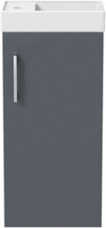 Affine 400mm Bathroom Basin Sink Vanity Unit Furniture Grey Curved Mixer Tap Free Waste - thumbnail 5