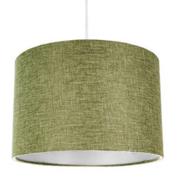Happy Homewares Contemporary And Sleek Olive Sage Plain Linen Fabric Drum Lamp Shade 60W Maximum - thumbnail 2