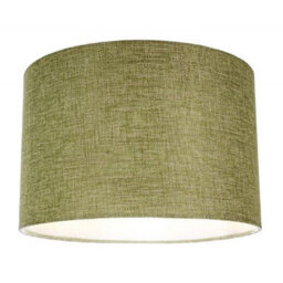 Happy Homewares Contemporary And Sleek Olive Sage Plain Linen Fabric Drum Lamp Shade 60W Maximum - thumbnail 3