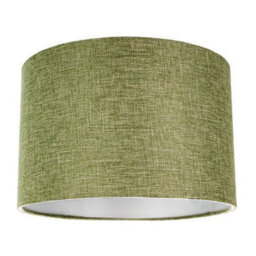 Happy Homewares Contemporary And Sleek Olive Sage Plain Linen Fabric Drum Lamp Shade 60W Maximum - thumbnail 1