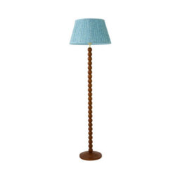 Valuelights Bobbin Leaf Printed Pleated Shade Walnut Bobble Floor Lamp With Bulb - thumbnail 6