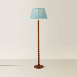 Valuelights Bobbin Leaf Printed Pleated Shade Walnut Bobble Floor Lamp With Bulb - thumbnail 3