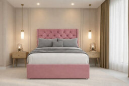 "Nexus Windsor Plush Divan, Pink, 54"" Winged Hb, 2 Drawers Foot-End, Open Coil Mattress, Double" - thumbnail 3