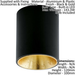 Elegant Black And Gold Round Led Ceiling And Wall Light - 3.3W Downlight - thumbnail 2
