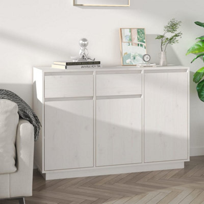 Vidaxl Sideboard White 110X34X75 Cm Solid Wood Pine - image 1