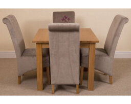 That's Furniture Oslo 90 X 90 Cm Oak Small Dining Table And 4 Chairs Dining Set With Montana Grey Fabric Chairs - thumbnail 2