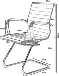 Evre Office Chrome Cantilever Desk Chair - Stainless Steel Frame & Ribbed Pu Padded Faux Leather (Black) - thumbnail 6