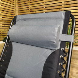 Samuel Alexander Luxury Padded Multi Position Zero Gravity Garden Relaxer Chair Lounger In Grey & Black - thumbnail 3