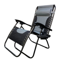 Samuel Alexander Luxury Padded Multi Position Zero Gravity Garden Relaxer Chair Lounger In Grey & Black - thumbnail 7