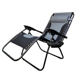 Samuel Alexander Luxury Padded Multi Position Zero Gravity Garden Relaxer Chair Lounger In Grey & Black - thumbnail 8
