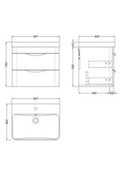 Balterley Aldershawe Modern Bathroom Wall Hung 2 Drawer Thin Edge Vanity Unit Basin, Gloss White, 590mm - thumbnail 5