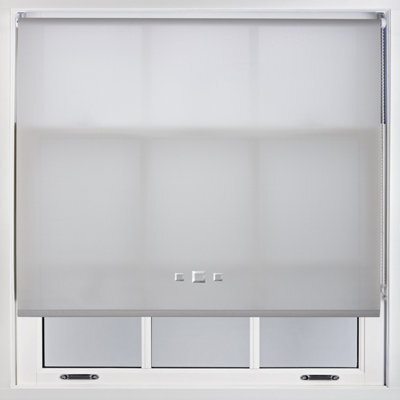 Furnished Trimmable Roller Blind With Triple Square Eyelets And Metal Fittings - Grey Daylight Shade (W)90Cm X (L)165Cm