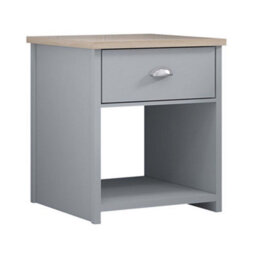 Fwstyle 1 Drawer Grey Bedside Table Lamp Oak Effect Top - thumbnail 2