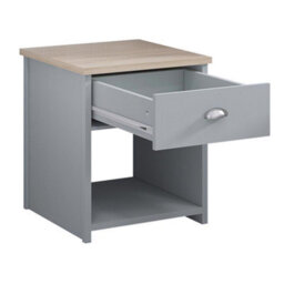 Fwstyle 1 Drawer Grey Bedside Table Lamp Oak Effect Top - thumbnail 4