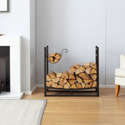 Outsunny 2-Tier Firewood Rack With Shovel, Broom, Poker, Tongs, Side