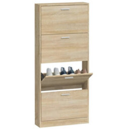 Vidaxl Shoe Cabinet Oak 59X17X150 Cm Engineered Wood - thumbnail 4