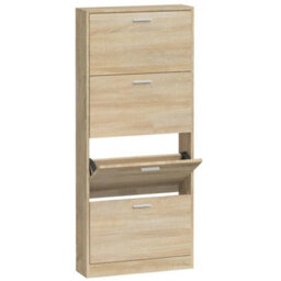 Vidaxl Shoe Cabinet Oak 59X17X150 Cm Engineered Wood - thumbnail 2