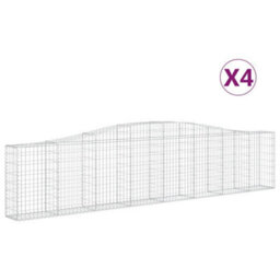 Berkfield Arched Gabion Baskets 4 Pcs 400X30X80/100 Cm Galvanised Iron - thumbnail 2
