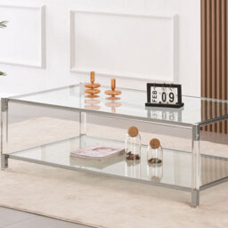 Vidrio Glass Coffee Table With Silver And Acrylic Frame - thumbnail 1