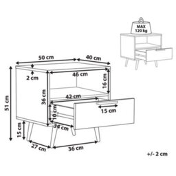 Wyld And Coco Novacasa Bedside Table, Black Mdf Top With Gold Metal Legs, 50 X 40 X 51 Cm - thumbnail 4