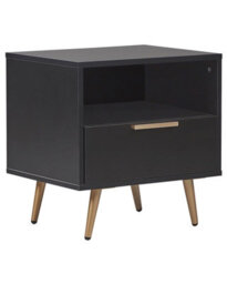 Wyld And Coco Novacasa Bedside Table, Black Mdf Top With Gold Metal Legs, 50 X 40 X 51 Cm - thumbnail 3