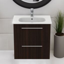 Ideal Standard I.life A Matt Coffee Brown Oak Effect Wall-Mounted Vanity Unit & Basin Set With 2 Chrome Effect Handle (W)600mm (H)630mm - thumbnail 2