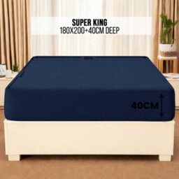 Aspire Homeware Navy Fitted Sheet 40Cm Extra Deep Pocket Hypoallergenic Bed Sheet Microfiber (L)200Cm X (W)180Cm,super King - thumbnail 7
