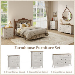 Gainoom Grey Chest Of Drawers Freestanding Dresser Farmhouse 7-Drawer Cabinet Closet Organizer - thumbnail 7