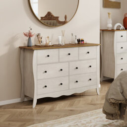 Gainoom Grey Chest Of Drawers Freestanding Dresser Farmhouse 7-Drawer Cabinet Closet Organizer - thumbnail 4