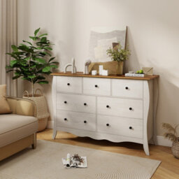 Gainoom Grey Chest Of Drawers Freestanding Dresser Farmhouse 7-Drawer Cabinet Closet Organizer - thumbnail 3