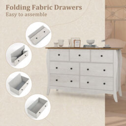 Gainoom Grey Chest Of Drawers Freestanding Dresser Farmhouse 7-Drawer Cabinet Closet Organizer - thumbnail 6