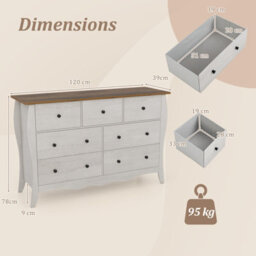 Gainoom Grey Chest Of Drawers Freestanding Dresser Farmhouse 7-Drawer Cabinet Closet Organizer - thumbnail 2