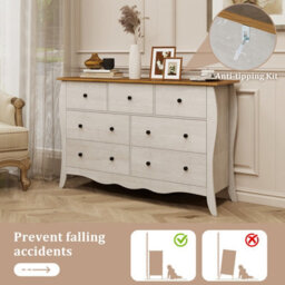 Gainoom Grey Chest Of Drawers Freestanding Dresser Farmhouse 7-Drawer Cabinet Closet Organizer - thumbnail 8