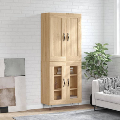 Berkfield Highboard Sonoma Oak 69.5X34X180 Cm Engineered Wood - image 1