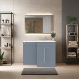 Rinse Bathrooms 1100mm Rh Vanity Unit With Basin And Back To Wall Unit Bathroom Storage Unit Free Standing Gloss Grey