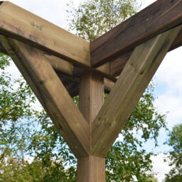 Rutland County Garden Furniture Double Premium Pergola - Wood - L480 X W480 X H270 Cm - Rustic Brown - thumbnail 6