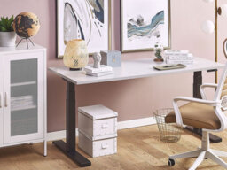 Beliani Electric Adjustable Standing Desk Destin Ii Grey/ Black 130 Cm 72 Cm - thumbnail 2