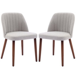 London Boutique Set Of 2 Upholstered Dining Chairs, Fabric Kitchen Chairs With Backrests, Wooden Legs For Dining Room, Grey - thumbnail 7