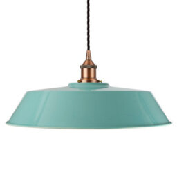 Duck Egg Blue Large Chancery Painted Dome Pendant Light With Matt Antique Copper Lamp Holder And Black Twisted Cable - Se Home - thumbnail 1