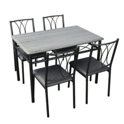 4 Seater Dining Table And Chairs Set, Set Of 5 Rectangular Kitchen Table With Upholstered Seats - thumbnail 2