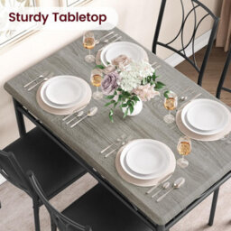 4 Seater Dining Table And Chairs Set, Set Of 5 Rectangular Kitchen Table With Upholstered Seats - thumbnail 4