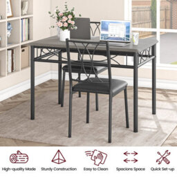 4 Seater Dining Table And Chairs Set, Set Of 5 Rectangular Kitchen Table With Upholstered Seats - thumbnail 7