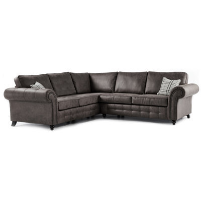 Furnishings For Less UK Oakland Charcoal Grey Chesterfield L Shape Large Corner Sofa - image 1