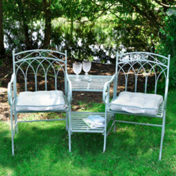 Dibor Vintage Green Arched Outdoor Garden Furniture Companion Seat Garden Bench With Free Set Of 2 Green Seat Pad Cushions - thumbnail 5
