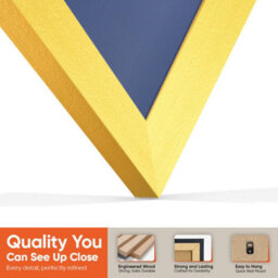 "AK Frames 25X17"" Gold Sleek Vinyl Record Frame With Blue Mount For 12 Inch Lp Cover & Disc - Overlapped Design" - thumbnail 3