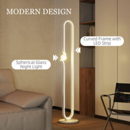 Homcom Dimmable Led Floor Lamp With Glass Night Light, Foot Switch, White - thumbnail 4